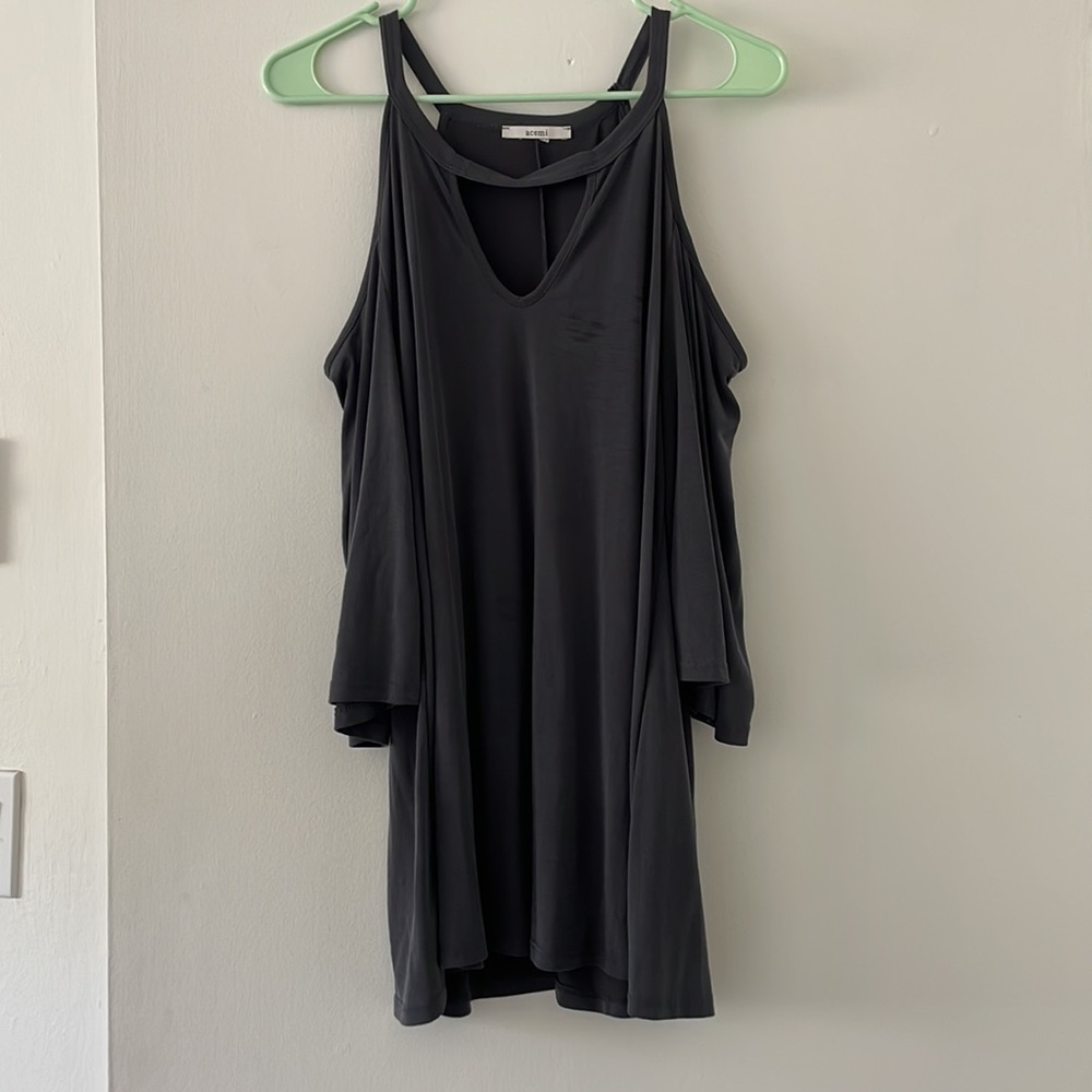Grey drop shoulder shift dress